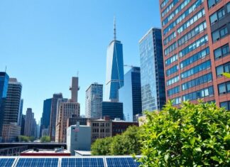 New York City Embarks on Ambitious Solar Energy Initiative New York City lance une initiative ambitieuse en matière d'énergie solaire.